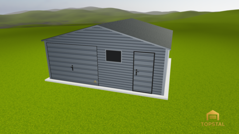 Garaż blaszany 5x6 dwuspadowy z pomieszczeniem gospodarczym