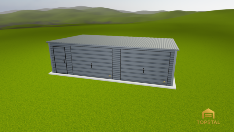 Garaż blaszany 8x5 spad w tył GRAFIT