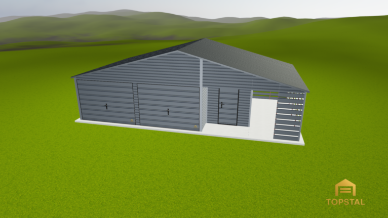 Garaż blaszany 10x6 DWUSPAD Z POMIESZCZENIEM GOSPODARCZYM+ WIATA