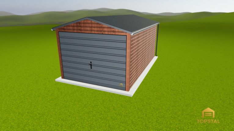 Garaż blaszany 3x5 dwuspadowy DREWNOPODOBNY