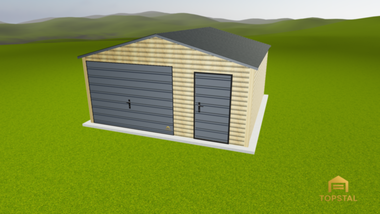 Garaż blaszany 5x5 DWUSPAD DREWNOPODOBNY