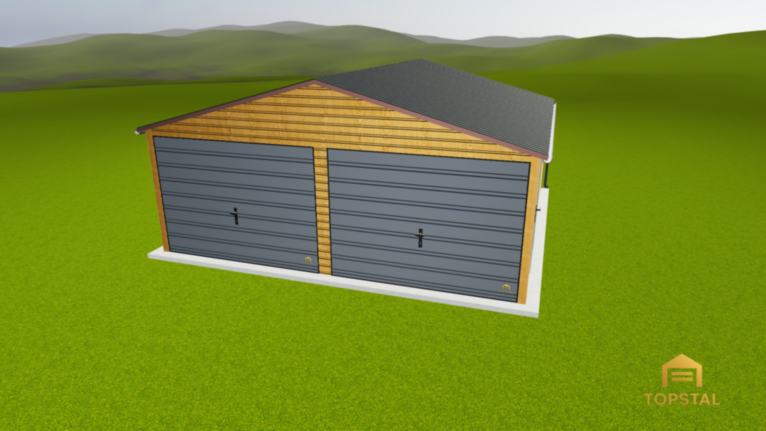 Garaż blaszany 6x5,8 DWUSPADOWY PREMIUM JASNY ORZECH