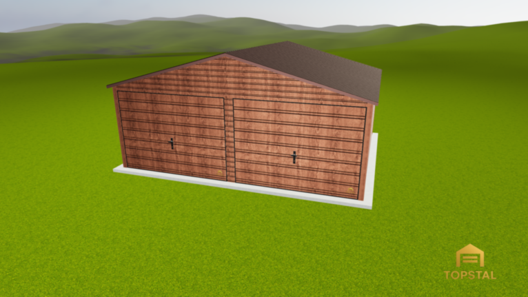 Garaż blaszany 6x5 dwuspadowy CIEMNY ORZECH