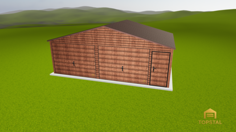 Garaż blaszany 7x5 dwuspad CIEMNY ORZECH