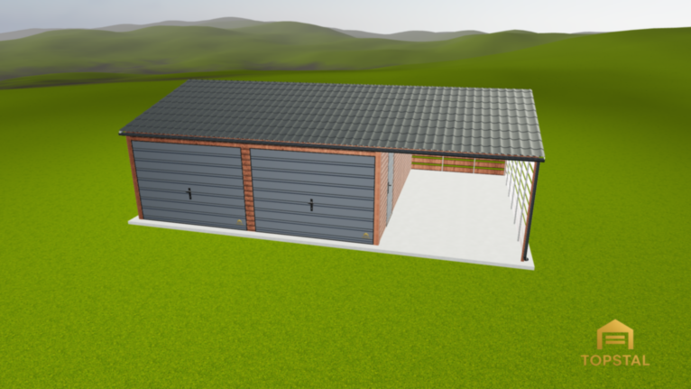 Garaż blaszany 9x6 dwuspad przód-tył PREMIUM