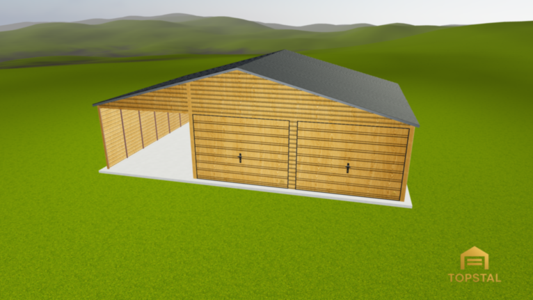 Garaż blaszany 9x6 dwuspadowy DREWNOPODOBNY PREMIUM