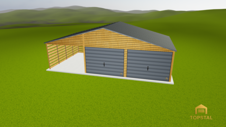 Garaż blaszany 9x5 PREMUIM Z WIATA