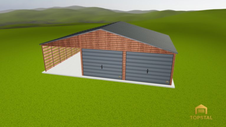 Garaż blaszany 9x6 DWUSPADOWY Z WIATA